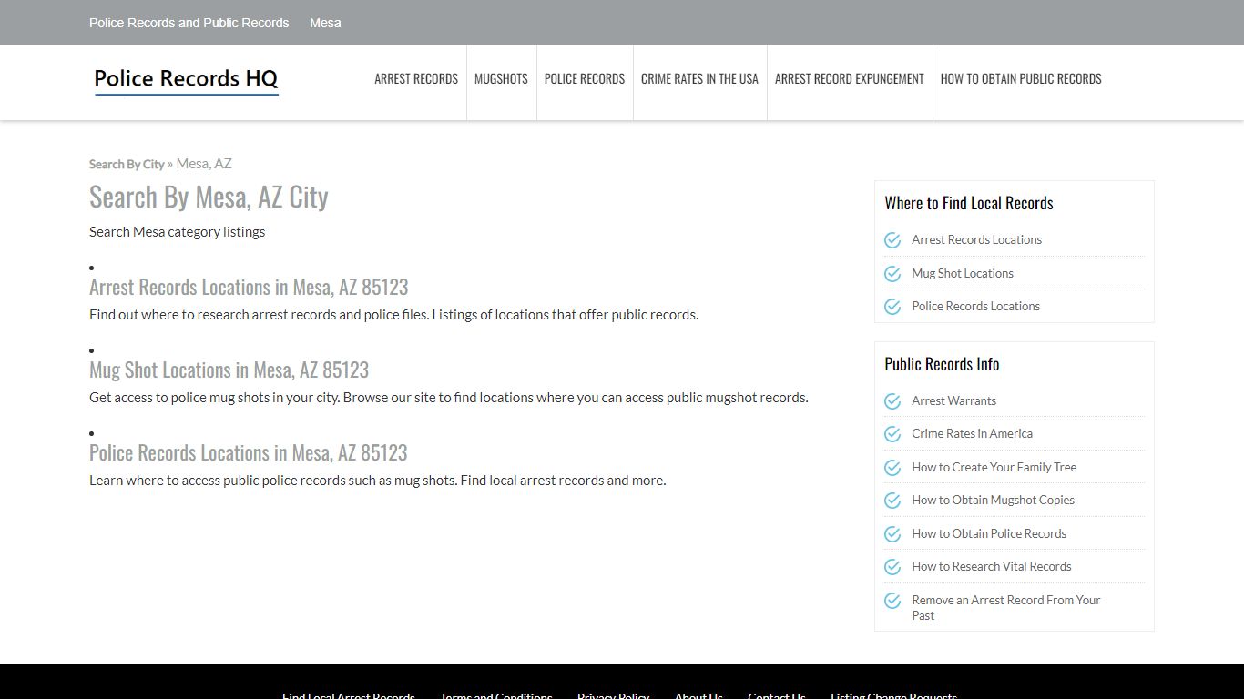 Police Records in Mesa, AZ